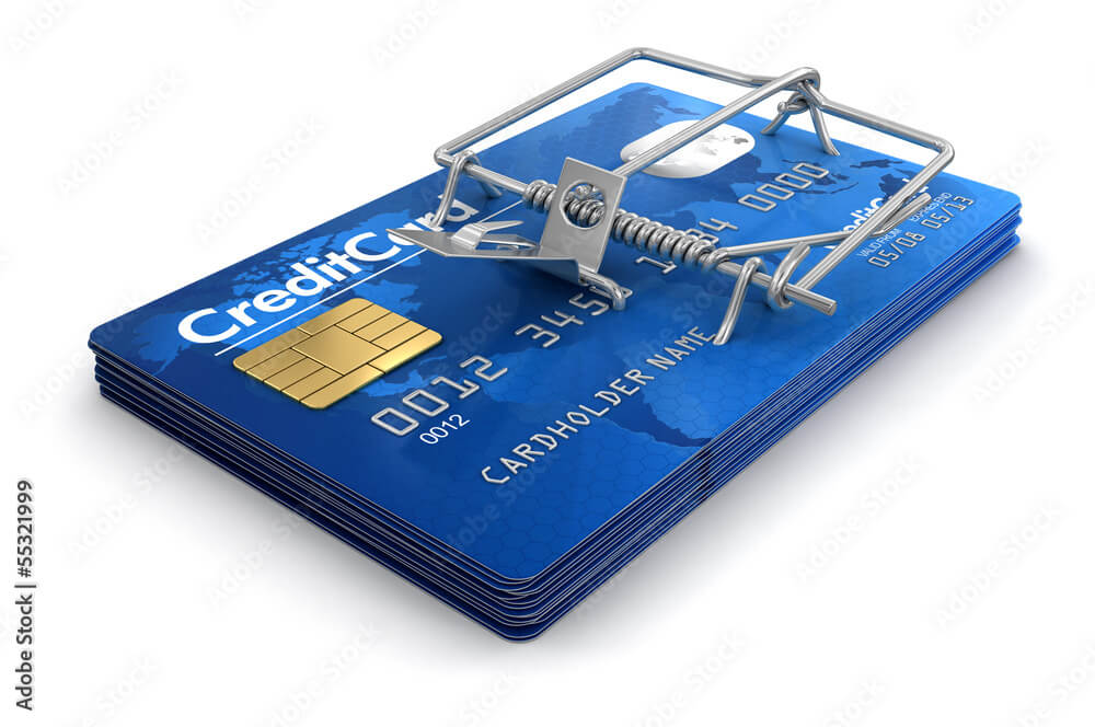 Mousetrap with Credit Cards (clipping path included)